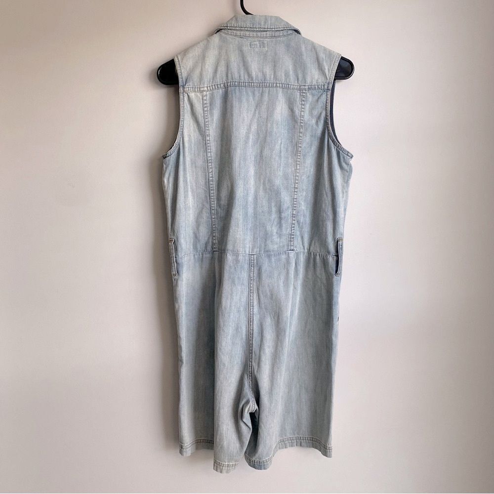 Faherty Utility Denim Chambray Button Up Romper - image 6